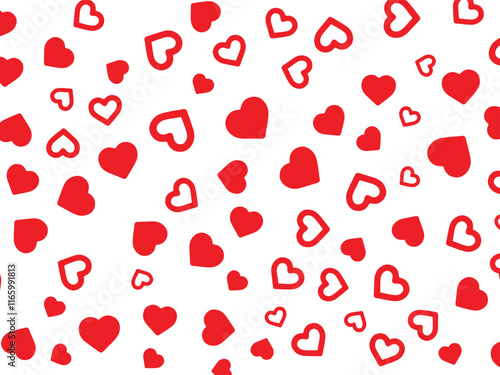 love valentines background with red falling hearts 