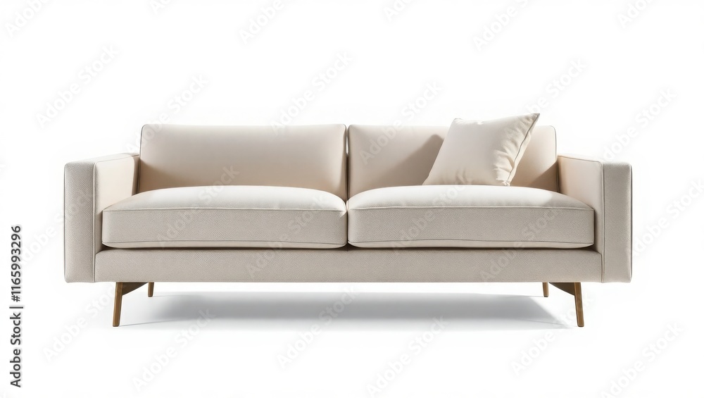 Elegant Off White Sofa with Single Pillow Elegant Off White Sofa with Single Pillow