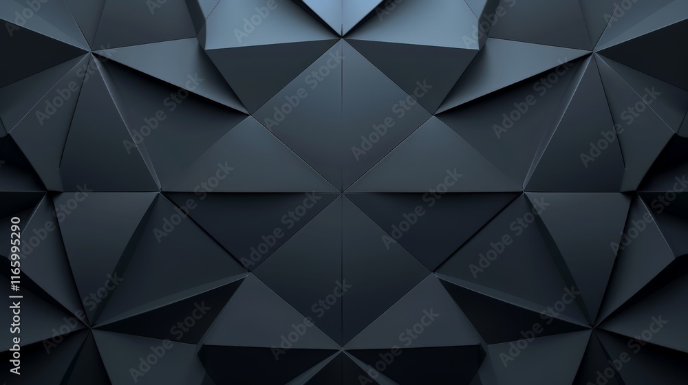 Dark geometric wallpaper featuring triangles creating an abstract pattern, ideal for modern and minimalist interior design Dark geometric wallpaper featuring triangles creating an abstract pattern, ideal for modern and minimalist interior design