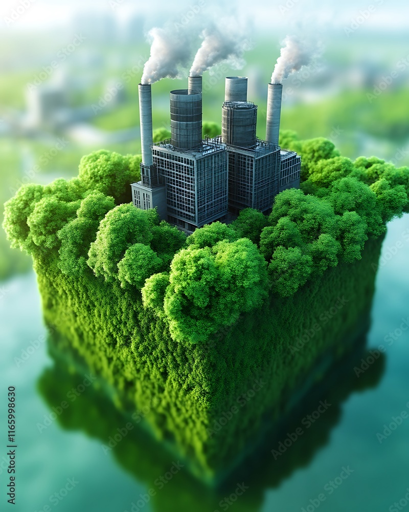 Industrial Factory Nestled Within Lush Green Foliage