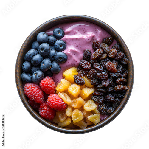 Delicious Raisins in Energy Smoothie Bowls  Isolated On Transparent Background