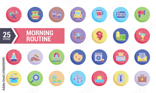 A set of 25 colorful flat icons for pet grooming.