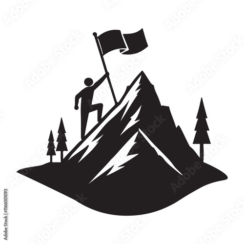 Reaching the Summit Silhouette Climber Illustration