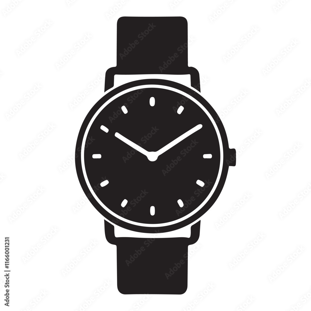 Classic Wristwatch Silhouette Vector Illustration Design Classic Wristwatch Silhouette Vector Illustration Design