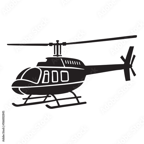 Helicopter Silhouette Vector Illustration Aerial Transportation Icon
