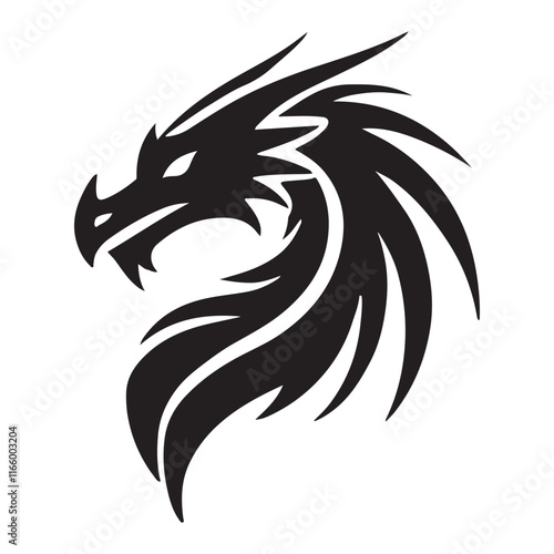 Wallpaper Mural Tribal Dragon Head Silhouette Vector Graphic Design Torontodigital.ca