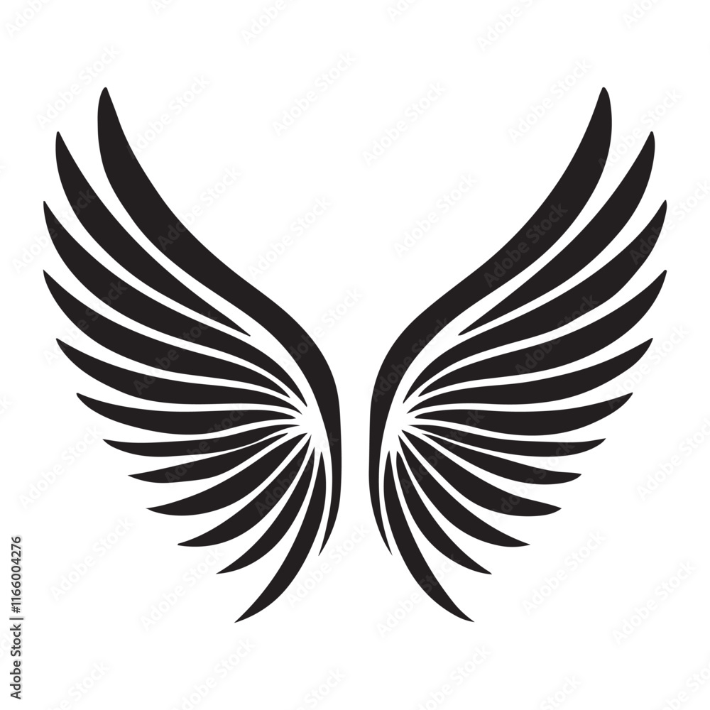 Fototapeta premium Angel Wings Silhouette Elegant Design Vector Illustration