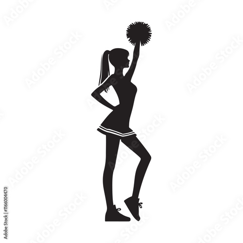 Cheerleader Silhouette Illustration Vector Graphic for Sport Designs