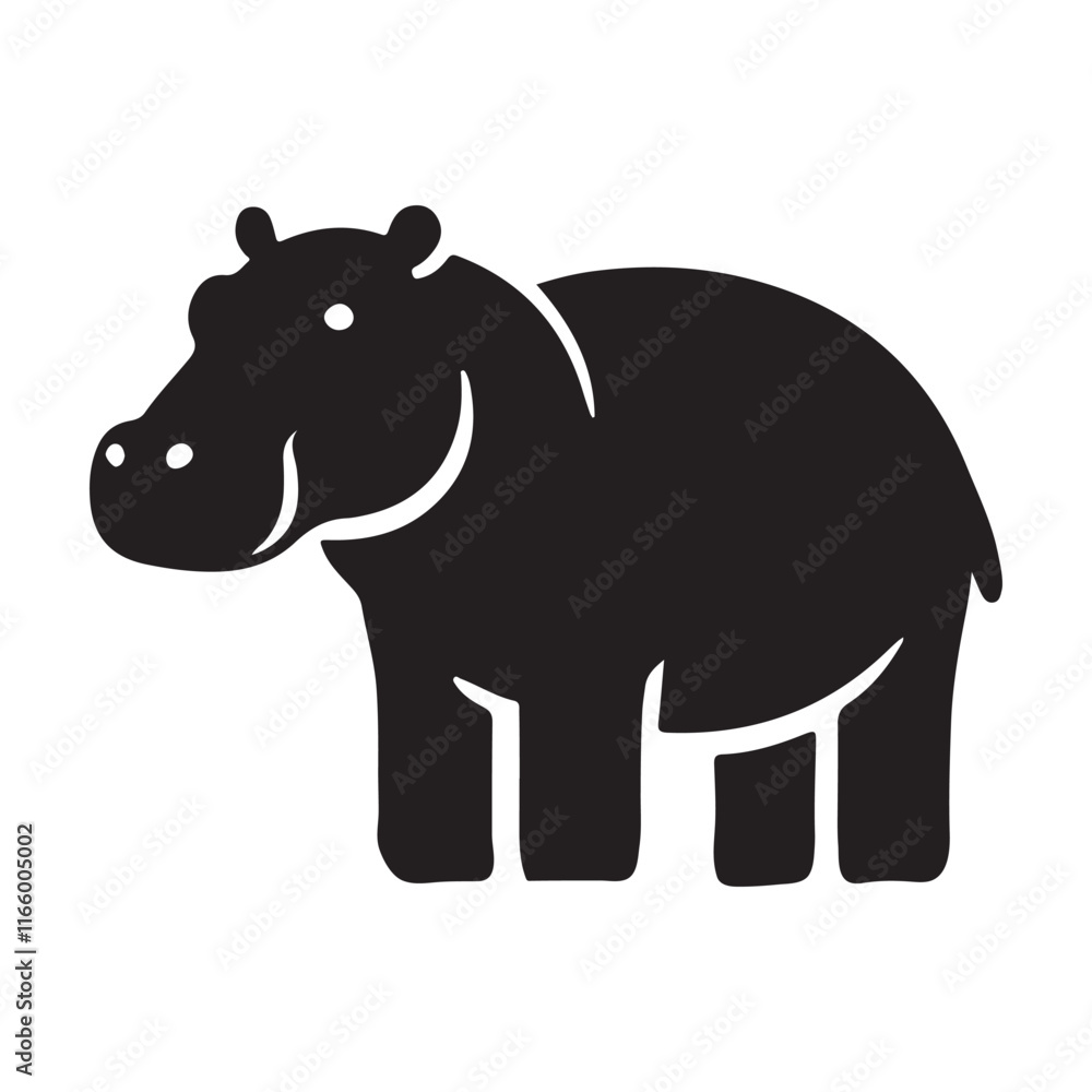 Fototapeta premium Cute Hippopotamus Silhouette Vector Illustration
