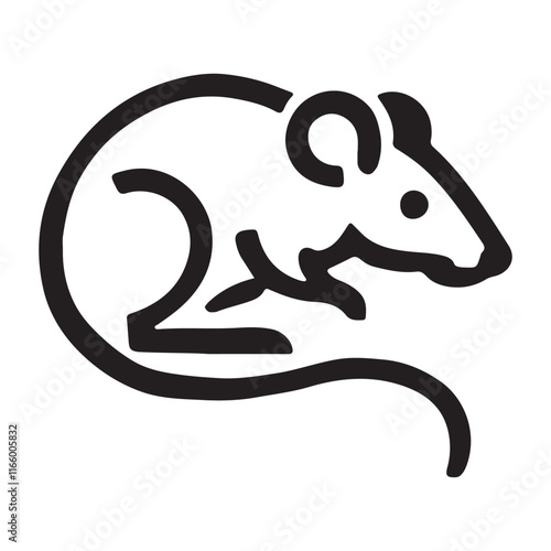 Elegant Black Silhouette of a Rat Illustration photo