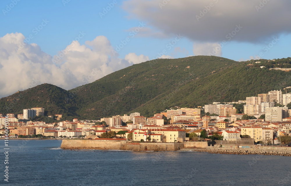 Fototapeta premium port d'Ajaccio en Corse arrivée par la mer