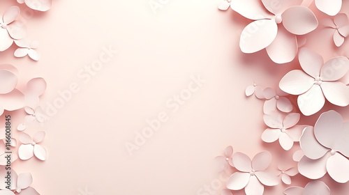 Wallpaper Mural Delicate Pink Paper Flowers Frame Background Torontodigital.ca