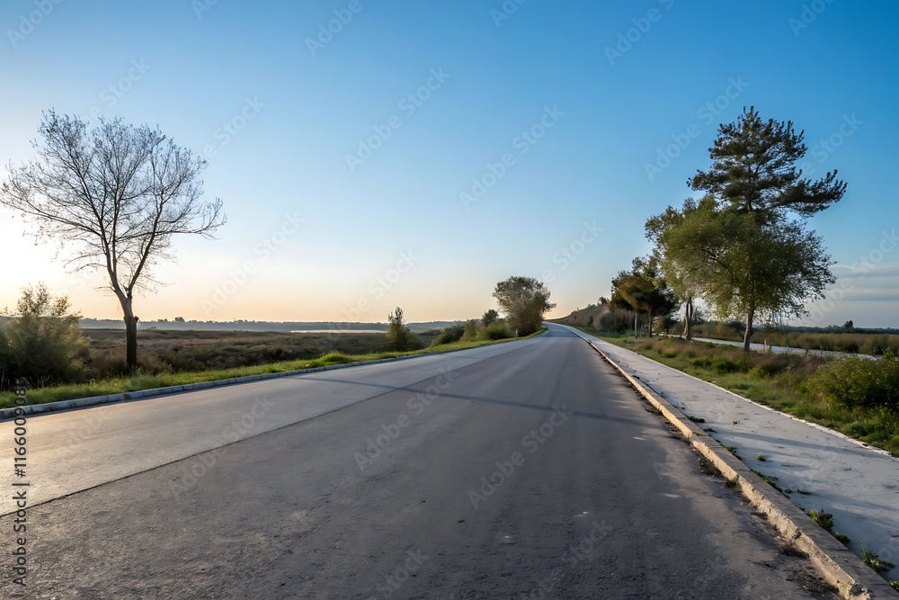Fototapeta premium beautiful empty asphalt daytime mockup