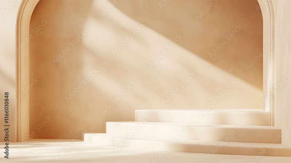 Minimalist Beige Archway With Circular Steps Minimalist Beige Archway With Circular Steps