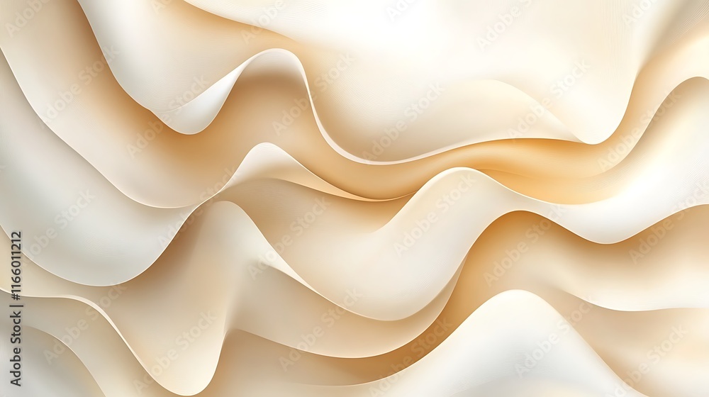Obraz premium Abstract Beige and White Wave Pattern Design