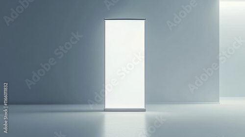 Obraz na płótnie Advertising and promo white empty information booth stand or roll up board. Realistic vector illustration set of blank portable vertical pullup info banner mockup for ad and product presentation. w salonie
