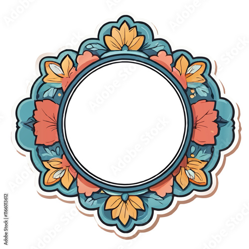 cartoon floral wreath vector ornament sticker
