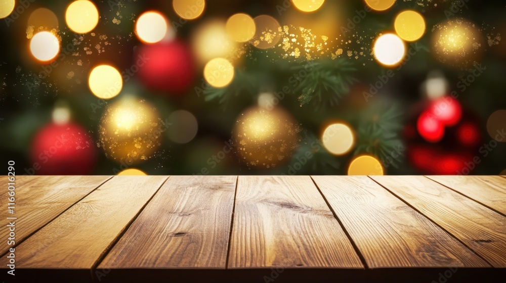Christmas ornament, wooden table, bokeh lights, warm glow, festive atmosphere, shallow depth of field, holiday decor, blurred background, cozy setting, soft focus, rustic wood texture, magical ambianc Christmas ornament, wooden table, bokeh lights, warm glow, festive atmosphere, shallow depth of field, holiday decor, blurred background, cozy setting, soft focus, rustic wood texture, magical ambianc