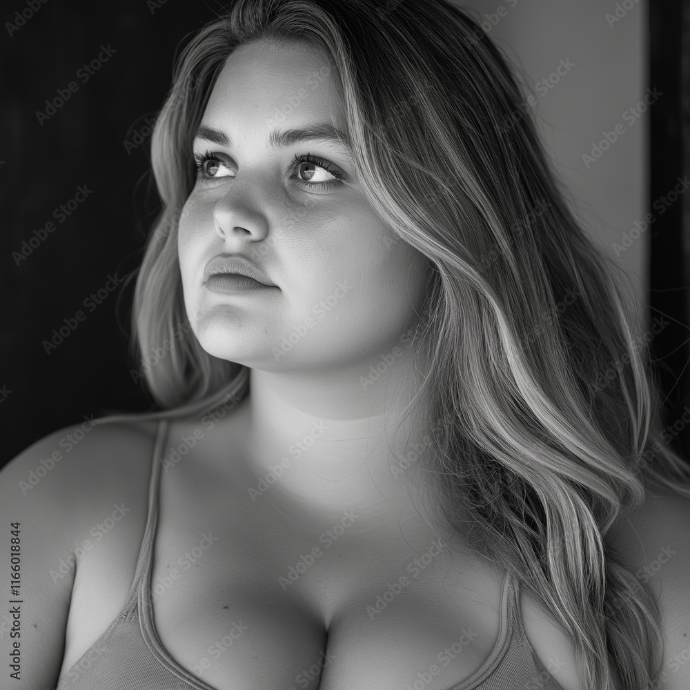 Fototapeta premium A stunning black and white portrait highlighting beauty and grace.