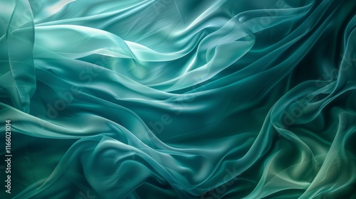 Wallpaper Mural Smooth elegant teal green sheer fabric flowing creating a beautiful abstract wallpaper background Torontodigital.ca