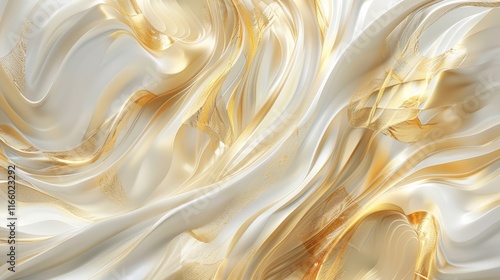 Luxurious wallpaper design featuring elegant gold veins flowing through white abstract waves, creating a sophisticated and opulent visual
