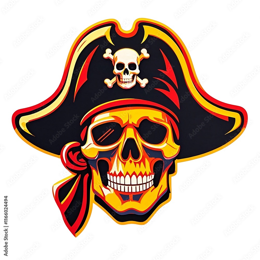 Pirate Head Illustration with Hat and Eye Patch Pirate Head Illustration with Hat and Eye Patch