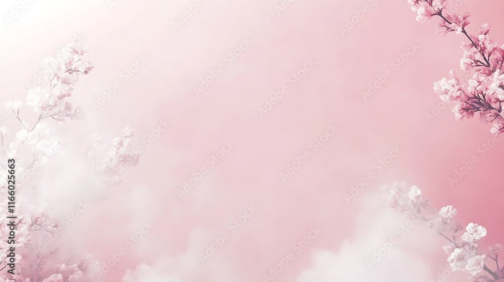 Delicate Pink Blossoms Frame Soft Pastel Background Delicate Pink Blossoms Frame Soft Pastel Background