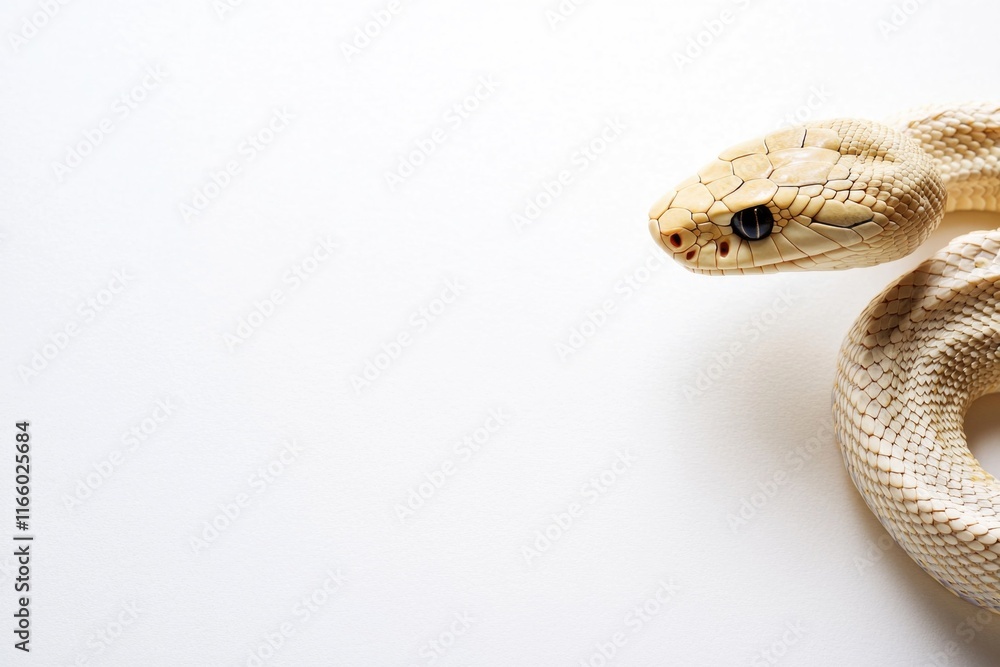 Fototapeta premium A close-up shot of a snake's head and body on a white background