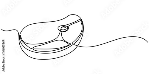 Continuous one line drawing of meat veal, pork, beef, veal steak grill bbq concept in silhouette on a white background, Continuous Line Steak Meat Icon, Steakhouse Continuous Line Icon pro vector.