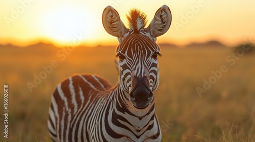 Wildlife photograph of a zebra's head and neck in a grassy environment