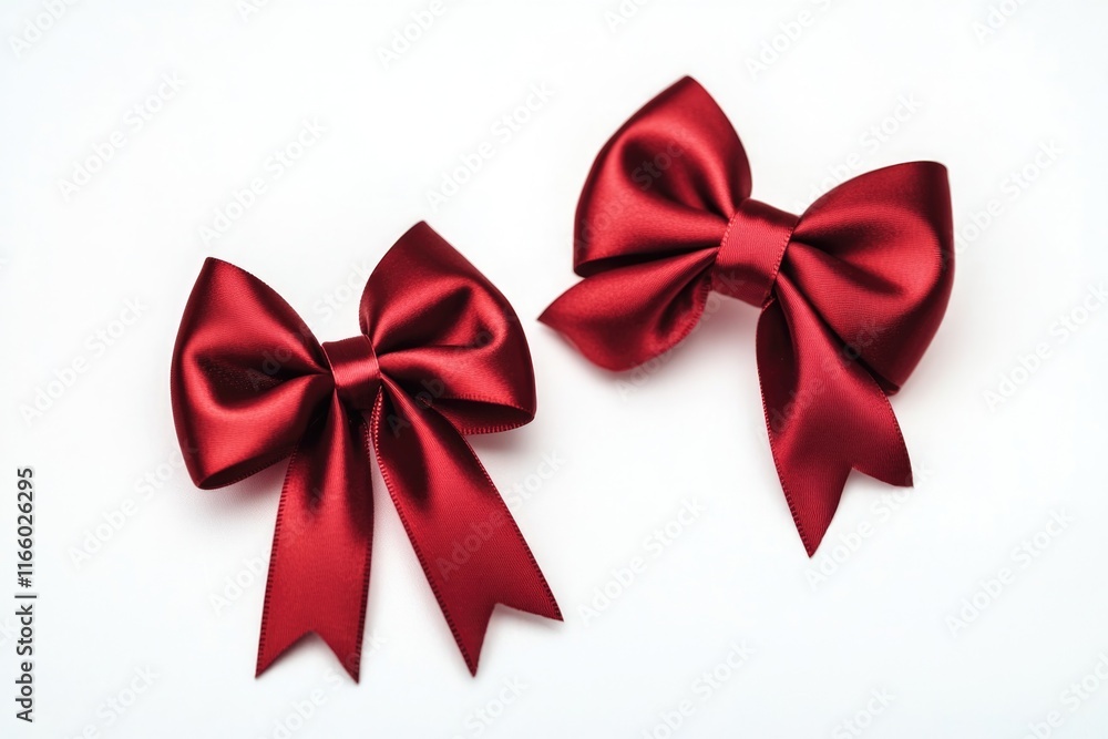 Two red bows on a white background Two red bows on a white background