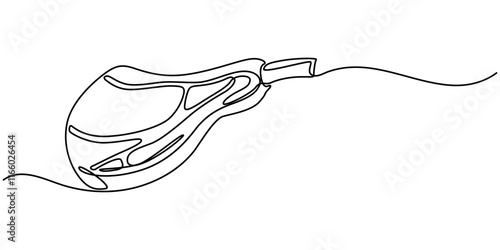 Continuous one line drawing of meat veal, pork, beef, veal steak grill bbq concept in silhouette on a white background, Continuous Line Steak Meat Icon, Steakhouse Continuous Line Icon pro vector.