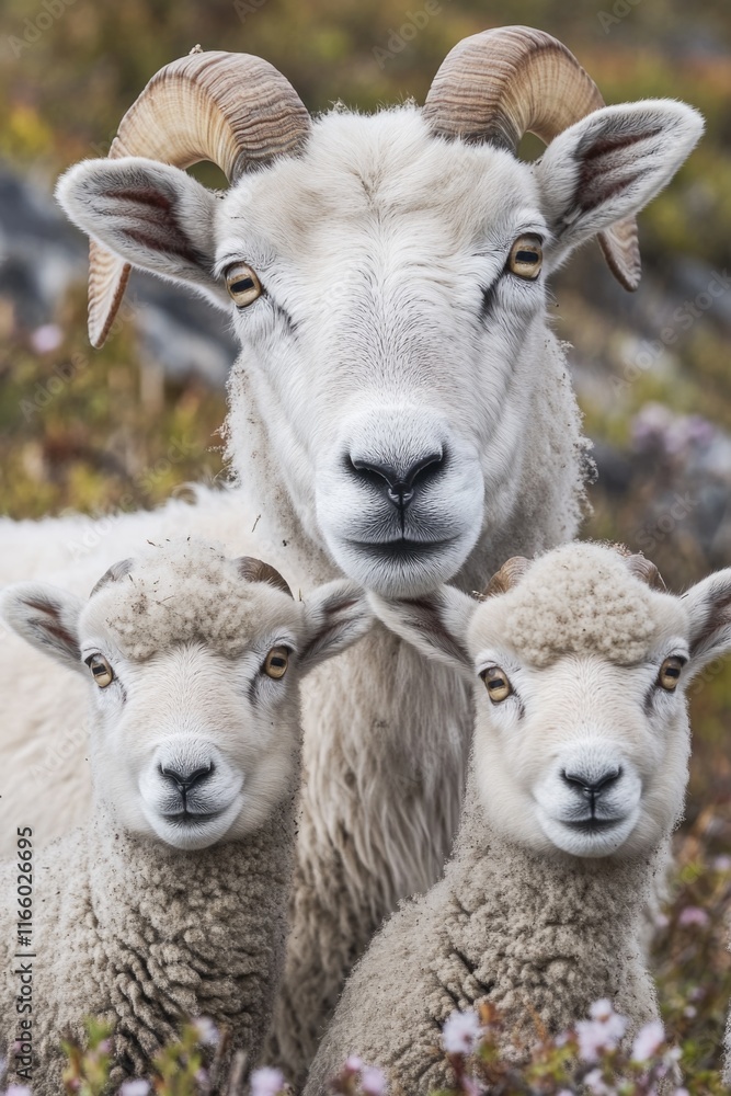 Sheep grazing in a field or used as a farm animal illustration Sheep grazing in a field or used as a farm animal illustration