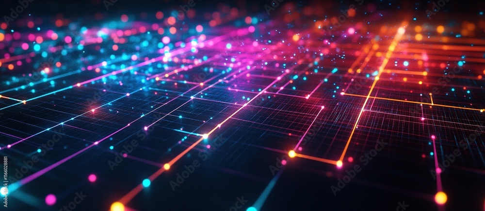 Fototapeta premium Abstract network glowing lines and nodes.