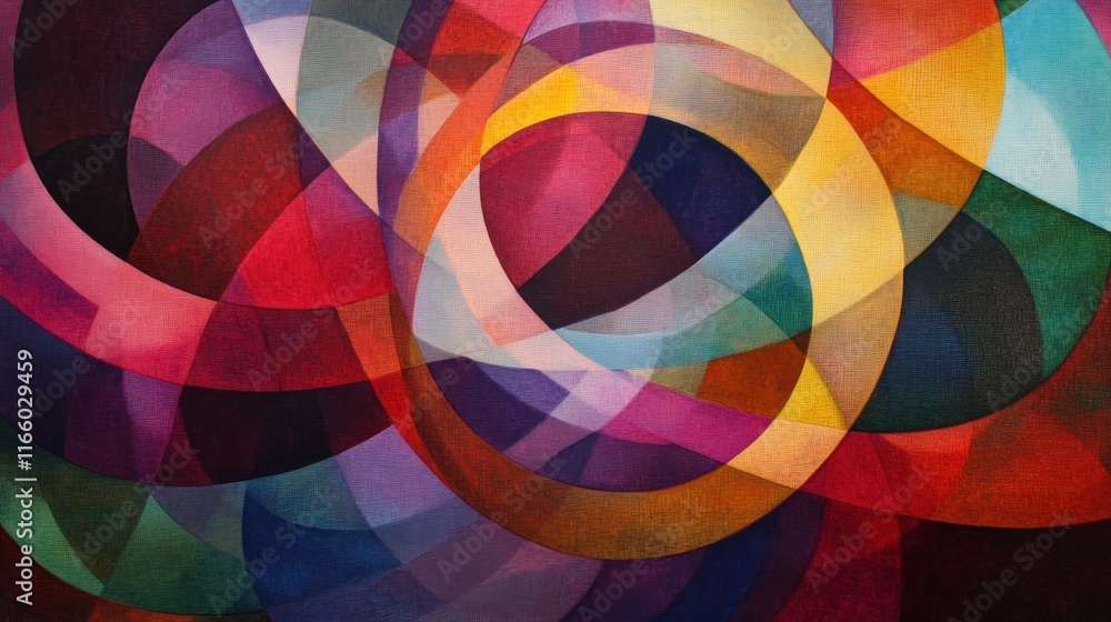 Fototapeta premium A vibrant abstract composition featuring overlapping shapes and colors.