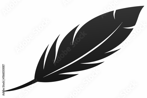 A black feather with a black feather on it. Download Feather Silhouette Icon Transparent svg File for Design

