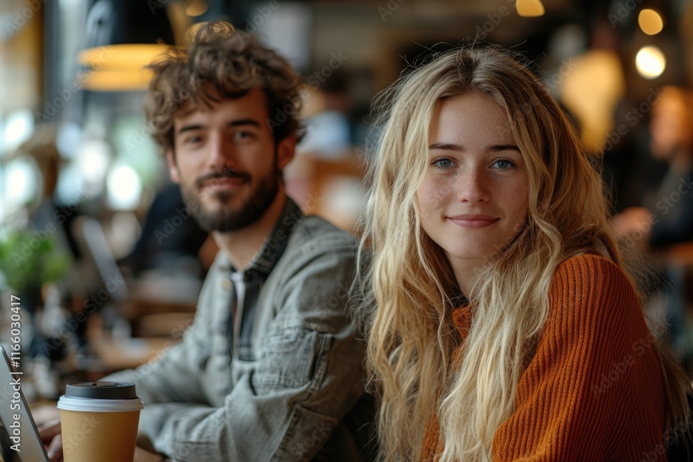 A pair of people sitting together at a table, focusing on their work A pair of people sitting together at a table, focusing on their work