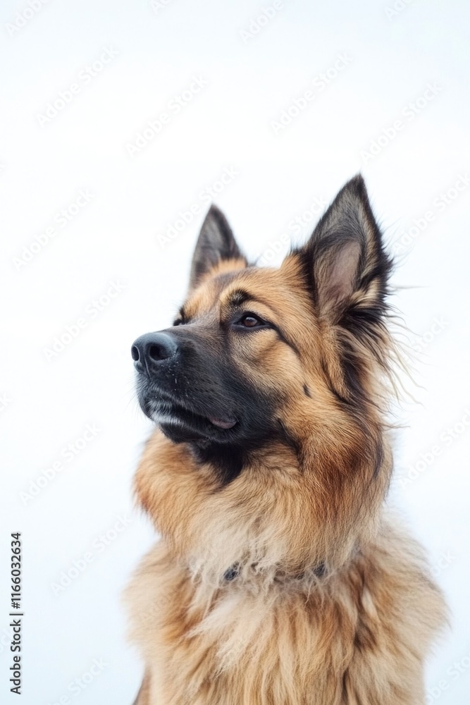 A brown and black dog sits on the top of a sandy beach, enjoying the sunshine A brown and black dog sits on the top of a sandy beach, enjoying the sunshine