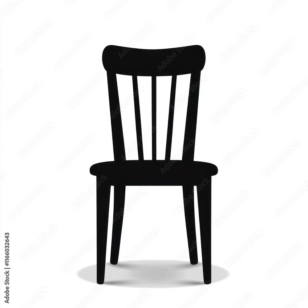 Simple Black Wooden Chair Design Illustration