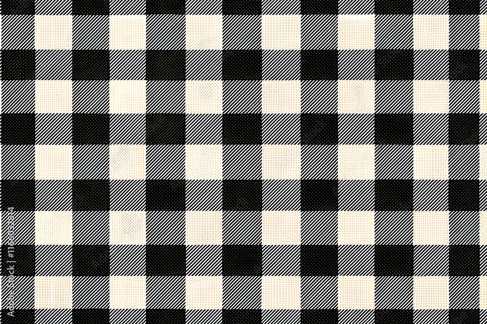 Black and cream buffalo plaid fabric pattern. Black and cream buffalo plaid fabric pattern.