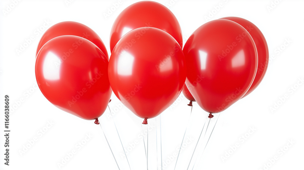 red balloons isolated on white background