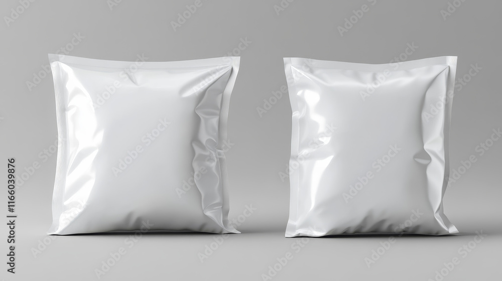 Realistic Food Snack Square Polyethylene Pillow Package. EPS10 Vector Realistic Food Snack Square Polyethylene Pillow Package. EPS10 Vector
