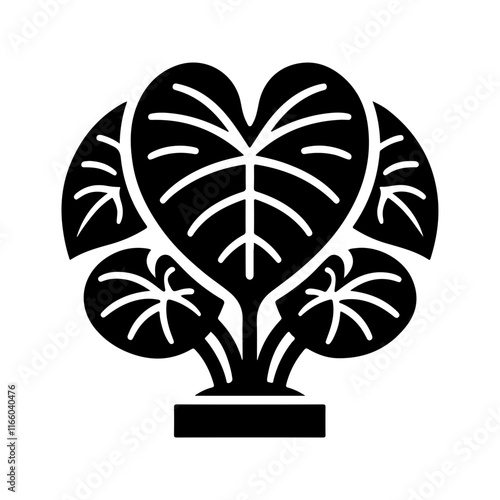 Refined Taro Plant Icon Vector Highlighting the Beauty of Exotic Foliage