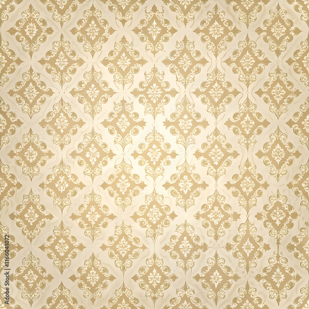 Elegant. ornate damask pattern in cream and gold. Elegant. ornate damask pattern in cream and gold.