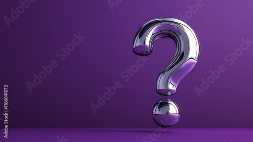 Plakat Metallic question mark on a purple background.
