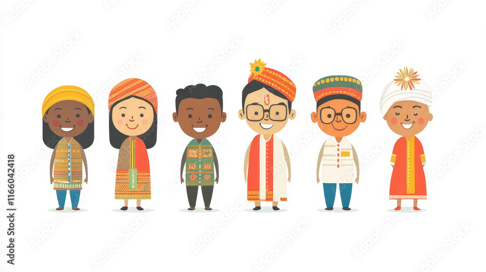 Multiracial business team, diverse characters workers. Diverse people, african american, asian, muslim and indian men and women, isolated on white background, vector flat illustration Multiracial business team, diverse characters workers. Diverse people, african american, asian, muslim and indian men and women, isolated on white background, vector flat illustration