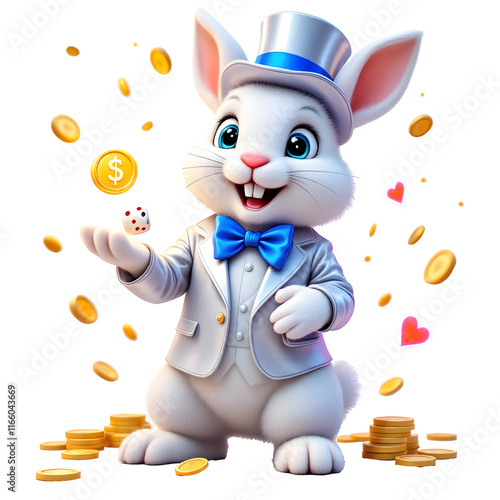 Charming Bunny Magician Dice Transparent photo