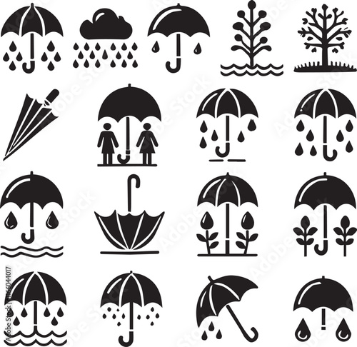 umbrella icon set vector