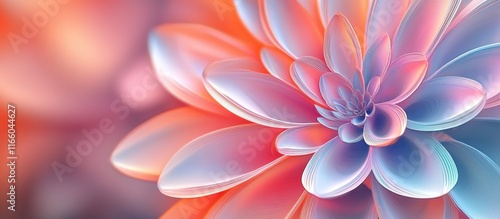 Close-up of a vibrant, stylized flower with soft, pastel hues.