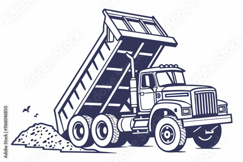 Dump Truck Silhouette: Tipping Design for Construction and Kids' Vehicle Themes photo